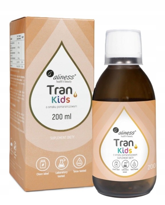ALINESS-TRAN-KIDS-Olej-z-Dorsza-WITAMINA-A-400-g-POMARANCZA-200ml ALINESS TRAN KIDS Olej z Dorsza + WITAMINA A 400 µg POMARAŃCZA 200ml