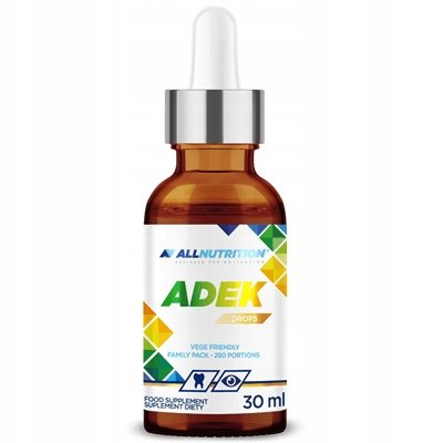 ALLNUTRITION-ADEK-DROPS-30ml-ODPORNOSC-WZROK-KOSCI-MIESNIE-ZEBY-WITAMINY ALLNUTRITION ADEK DROPS 30ml ODPORNOŚĆ WZROK KOŚCI MIĘŚNIE ZĘBY WITAMINY