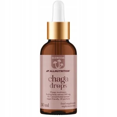 ALLNUTRITION MUSHROOMS CHAGA DROPS 30 ml EKSTRAKT Z BŁYSKOPORKA PODKOROWEGO