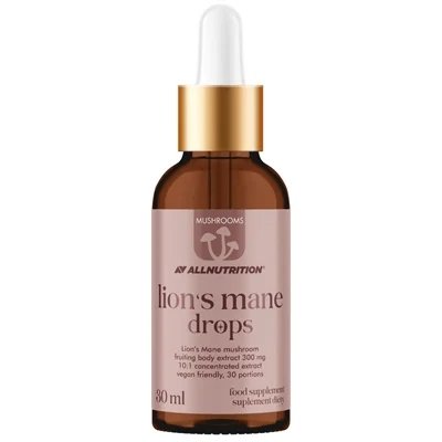 ALLNUTRITION MUSHROOMS LION'S MANE DROPS 30ml EKSTRAKT Z SOPLÓWKI JEŻOWATEJ