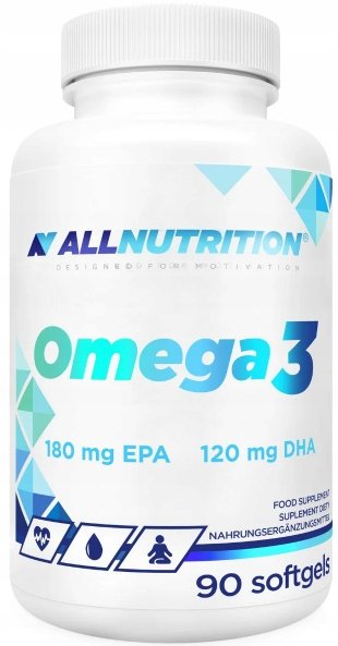 ALLNUTRITION Omega 3 kwasy tłuszczowe EPA 180 mg DHA 120 mg 90 kapsułek
