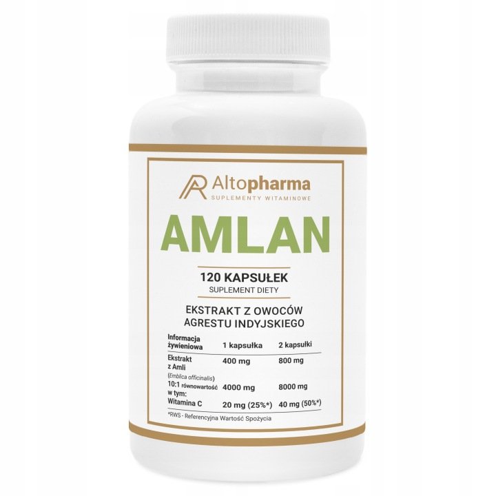 AMLAN-Agrest-Indyjski-4000-mg-Witamina-C-Odpornosc-Trawienie-120-kapsulek AMLAN Agrest Indyjski 4000 mg Witamina C Odporność Trawienie 120 kapsułek