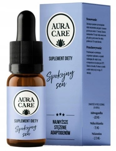 AURA CARE Naturalne Adaptogeny SPOKOJNY SEN Na Relaks Na uspokojenie 15ml
