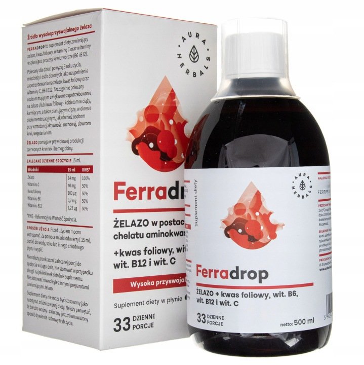 AURA-HERBALS-500ml-Ferradrop-Zelazo-w-plynie AURA HERBALS 500ml Ferradrop Żelazo w płynie