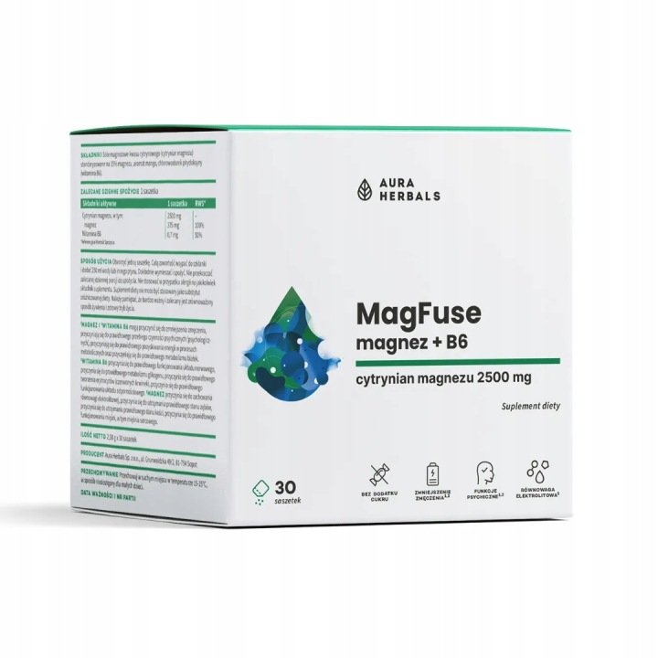 AURA HERBALS MagFuse: magnez + B6, saszetki 30 szt