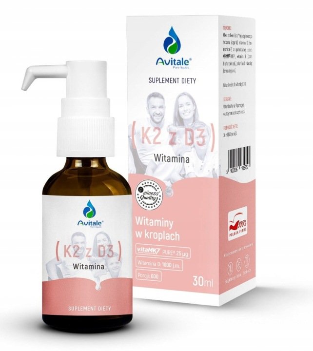 AVITALE WITAMINA K2 MK7 25MCG D3 1000IU 30ML ALINESS ODPORNOŚĆ KOŚCI ZĘBY