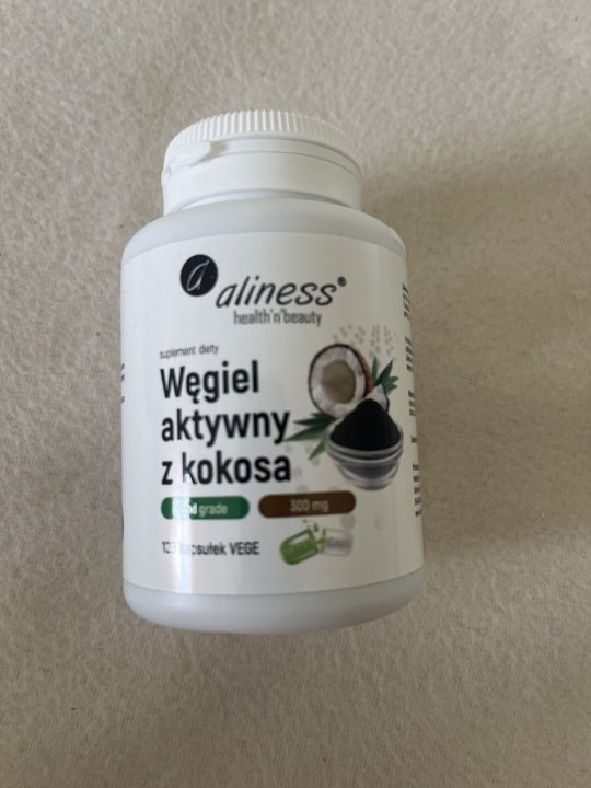Aktywny węgiel z kokosa Aliness 100 kapsułek 300mg