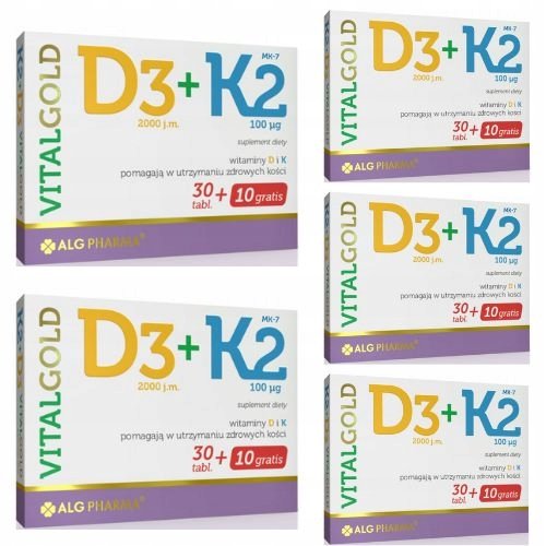 Alg Pharma VitalGold witamina D3 + K2 Zestaw 5x 40 tabletek #