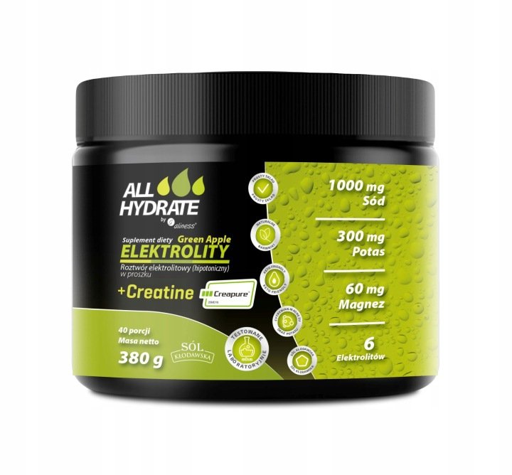Aliness ALLHydrate Elektrolity + Kreatyna Creapure Green Apple 380g Energia