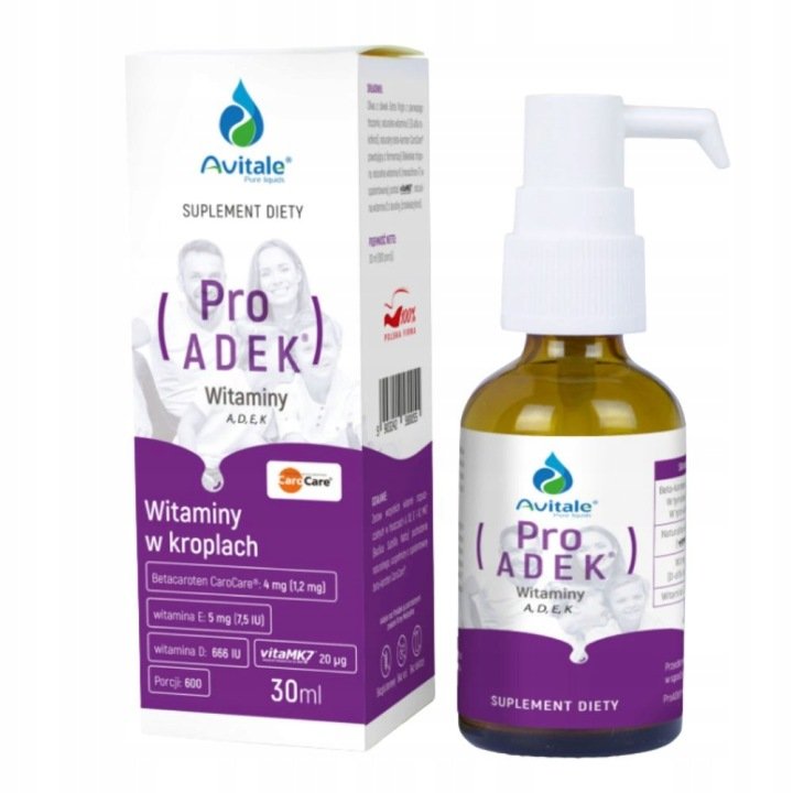 Aliness Avitale Witamina ADEK Krople ProAdek Odporność Mocne Kości 30 ml
