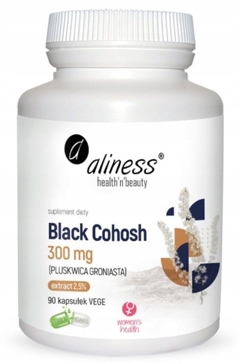 Aliness BLACK COHOSH Pluskwica groniasta EKSTRAKT 90 kaps VEGE Menopauza