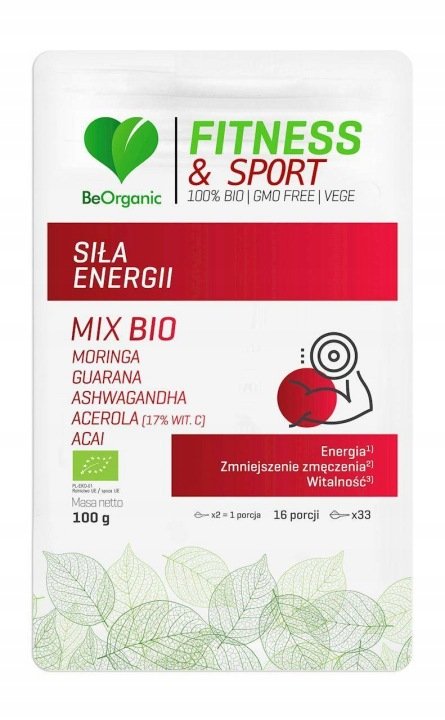 Aliness BeOrganic Siła Energii Mix Bio moringa guarana ashwagandha 100g