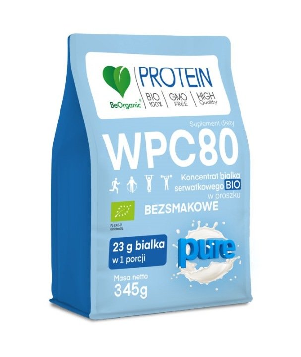 Aliness BeOrganic WPC80 Koncentrat białko serwatkowe proszek pure 345g
