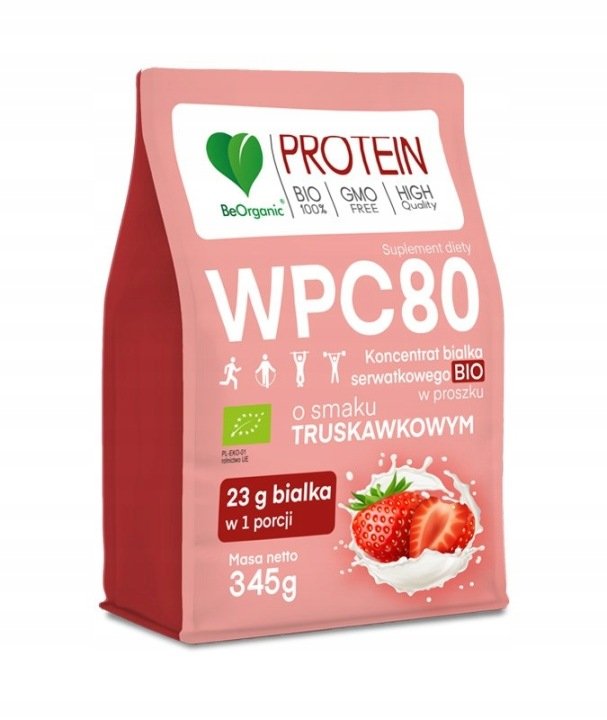 Aliness BeOrganic WPC80 Koncentrat białko serwatkowe proszek truskawka 345g