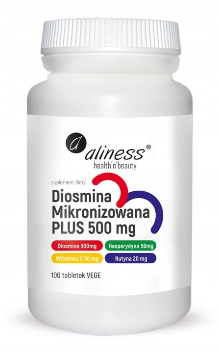 Aliness Diosmina mikronizowana PLUS 500mg 100 tab Hesperydyna LEKKIE NOGI