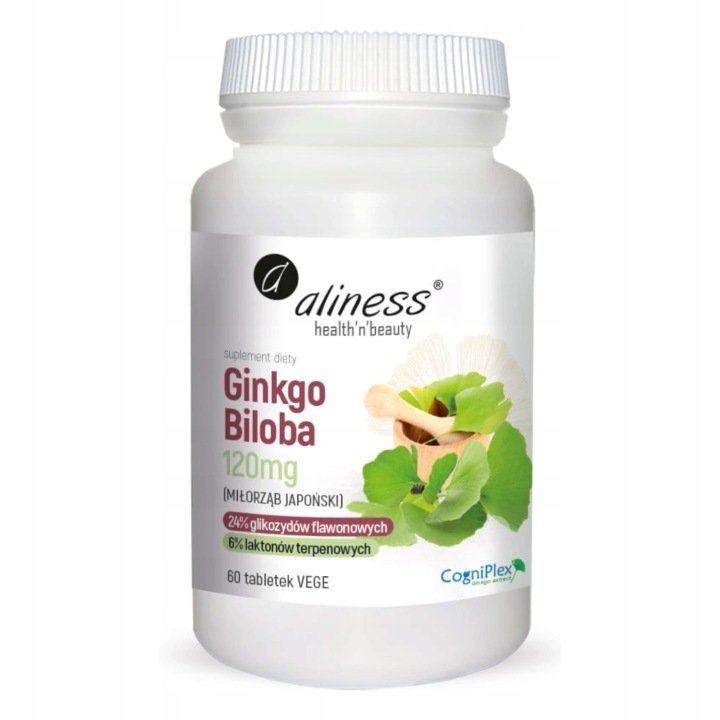 Aliness GINKGO BILOBA MIŁORZĄB JAPOŃSKI Pamięć Koncentracja Mózg 60 TABL