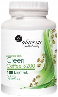 Aliness Green Coffee 3200 100caps Metabolizm Odchudzanie Sprawność umysłowa