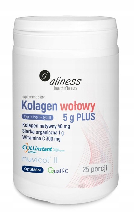 Aliness KOLAGEN WOŁOWY PLUS Typ I II III siarka MSM Witamina C KOŚCI STAWY