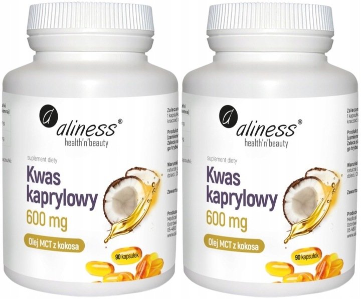 Aliness Kwas kaprylowy 600 mg 90 kaps. Energia Olej MCT Dieta KETO