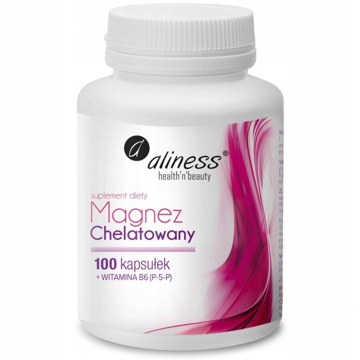 Aliness MAGNEZ CHELATOWANY Glicynian + B6 100 kap SKURCZE MIĘŚNIE Nerwy SEN