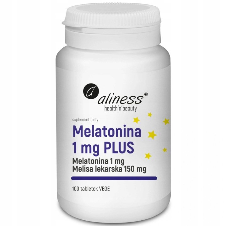 Aliness-MELATONINA-1-mg-MELISA-LEKARSKA-150mg-100tab-SEN-Ulatwia-zasypianie Aliness MELATONINA 1 mg MELISA LEKARSKA 150mg 100tab SEN Ułatwia zasypianie