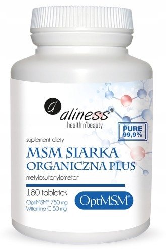 Aliness-MSM-Siarka-Organiczna-PLUS-180-tabletek Aliness MSM Siarka Organiczna PLUS 180 tabletek