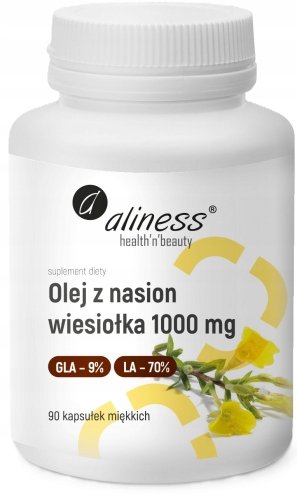 Aliness-Olej-z-nasion-wiesiolka-9-70-1000mg-90-kaps-kwasy-omega Aliness Olej z nasion wiesiołka 9% 70% 1000mg 90 kaps kwasy omega