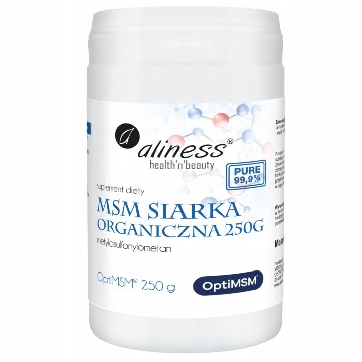 Aliness-SIARKA-Organiczna-MSM-w-proszku-250g-Tradzik-MOCNE-WLOSY-PAZNOKCIE Aliness SIARKA Organiczna MSM w proszku 250g Trądzik MOCNE WŁOSY PAZNOKCIE