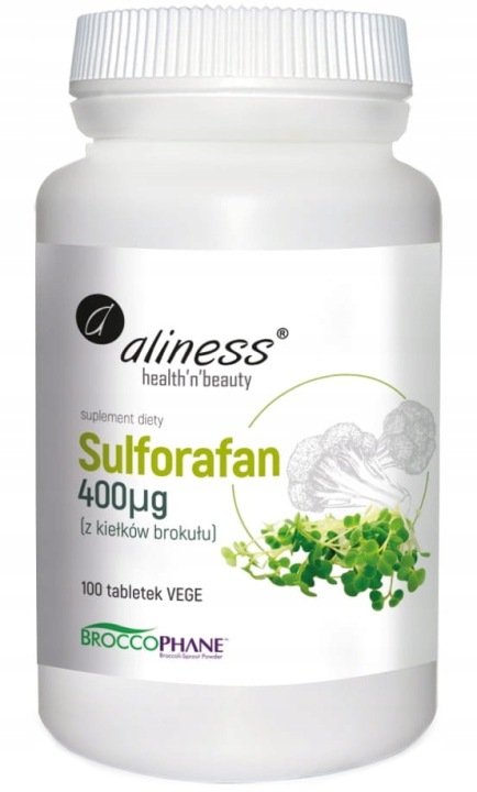 Aliness-SULFORAFAN-400mcg-KIELKI-BROKULA-100tab Aliness SULFORAFAN 400mcg KIEŁKI BROKUŁA 100tab