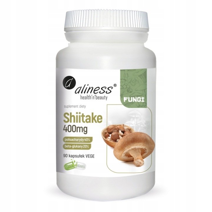 Aliness-Shiitake-ekstrakt-400-mg-90-kapsulek Aliness Shiitake ekstrakt 400 mg 90 kapsułek