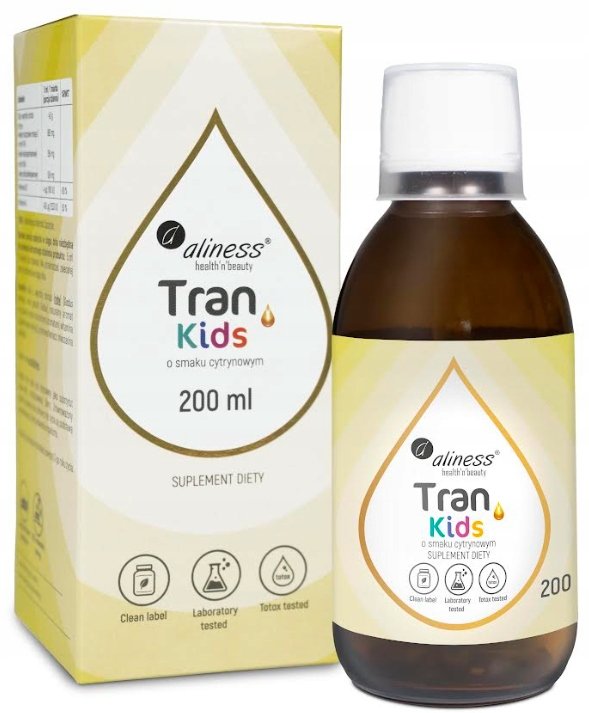 Aliness-Tran-olej-z-dorsza-KIDS-Wit-A-400-g-200-ml-Cytryna-DLA-DZIECI Aliness Tran olej z dorsza KIDS + Wit. A 400 µg 200 ml Cytryna DLA DZIECI
