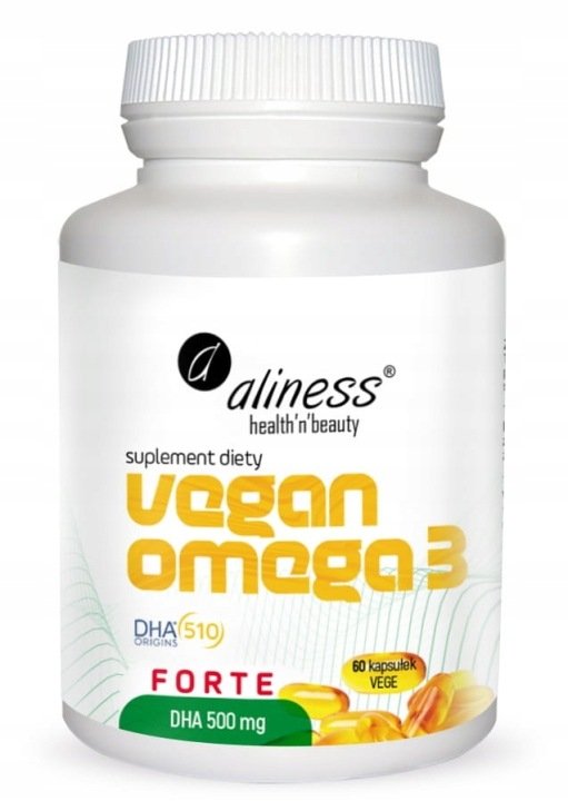 Aliness-Vegan-Omega-3-FORTE-DHA-500-mg-Z-ALG-WZROK-UKLAD-NERWOWY-60kap Aliness Vegan Omega 3 FORTE DHA 500 mg Z ALG WZROK UKŁAD NERWOWY 60kap