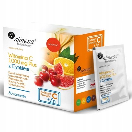 Aliness-WITAMINA-C-1000-mg-PLUS-CYNK-Acerola-Rutyna-30-saszetek Aliness WITAMINA C 1000 mg PLUS + CYNK Acerola Rutyna 30 saszetek