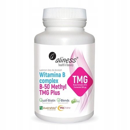 Aliness-Witamina-B-Complex-B-50-Methyl-TMG-100-kapsulek Aliness Witamina B Complex B-50 Methyl TMG 100 kapsułek