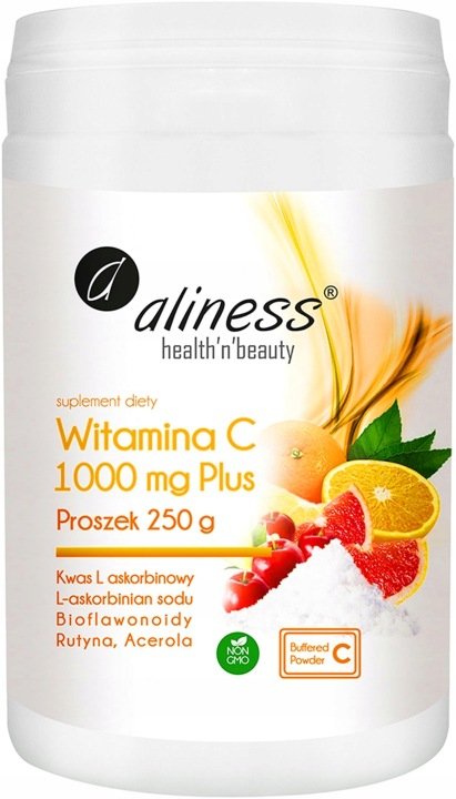 Aliness-Witamina-C1000-Buforowana-Proszek-250g-ACEROLA-Rutyna-Bioflawonoidy Aliness Witamina C1000 Buforowana Proszek 250g ACEROLA Rutyna Bioflawonoidy