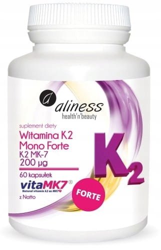 Aliness-Witamina-K2-MONO-FORTE-MK-7-200-g-z-Natto-kosci-krzepniecie-60kap Aliness Witamina K2 MONO FORTE MK-7 200 µg z Natto kości, krzepnięcie 60kap