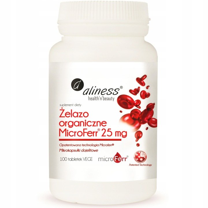 Aliness-ZELAZO-organiczne-MicroFERR-25-mg-100-tab-ANEMIA-Niedobory Aliness ŻELAZO organiczne MicroFERR 25 mg 100 tab ANEMIA Niedobory