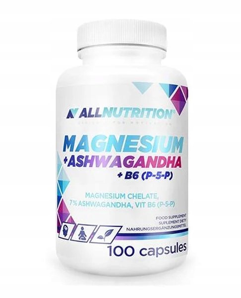 Allnutrition-Magnesium-Ashwagandha-B6-P-5-P-100-kapsulek Allnutrition Magnesium + Ashwagandha + B6 (P-5-P) 100 kapsułek