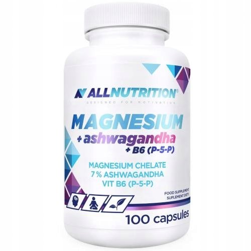 Allnutrition-Magnesium-Ashwagandha-B6P-5-P-uklad-nerwowy-100-kapsulek Allnutrition Magnesium+ Ashwagandha + B6P-5-P, układ nerwowy 100 kapsułek