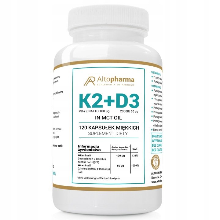 Alto-Pharma-Witamina-Witamina-K2-MK-7-D3-2000IU-120-kaps-miekkich Alto Pharma Witamina Witamina K2 MK-7 + D3 2000IU 120 kaps. miękkich
