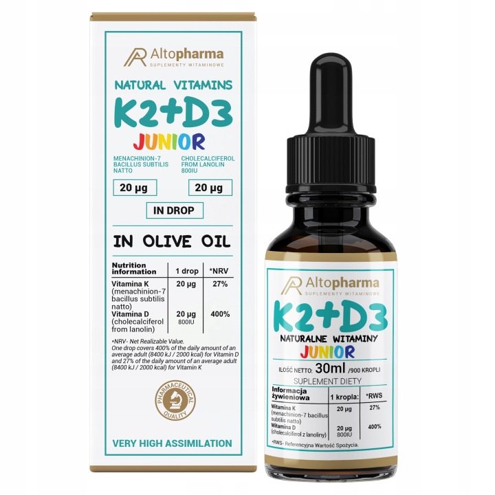 Alto-Pharma-Witaminy-K2-D3-Junior-krople-zdrowe-KOSCI-ODPORNOSC-30-ml Alto Pharma Witaminy K2 + D3 Junior krople zdrowe KOŚCI ODPORNOŚĆ 30 ml.
