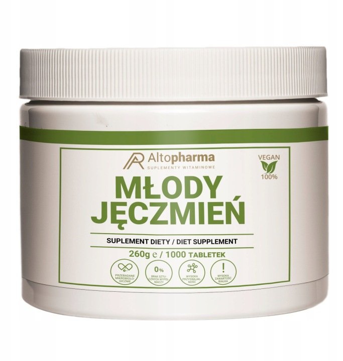 AltoPharma-Mlody-Jeczmien-250-mg-1000-tabletek AltoPharma - Młody Jęczmień 250 mg - 1000 tabletek