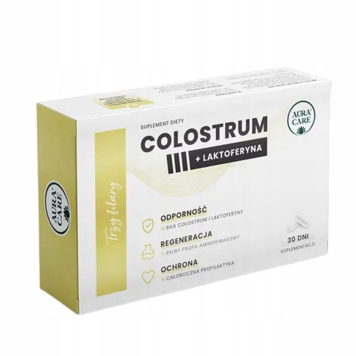 Aura Care COLOSTRUM Laktoferyna Odporność Regeneracja Ochrona 30 kapsułek