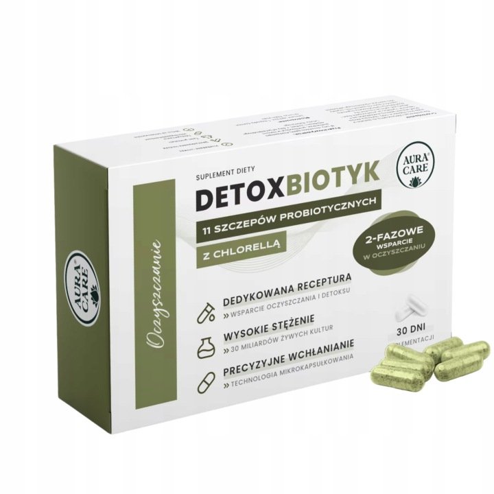 Aura Care Detoxbiotyk AQS Chlorella, inulina i 30 mld CFU 30 tabletek