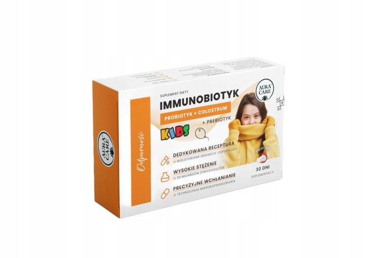 Aura Care ODPORNOŚĆ KIDS Immunobiotyk Prebiotyk Na układ pokarmowy 30 kaps.