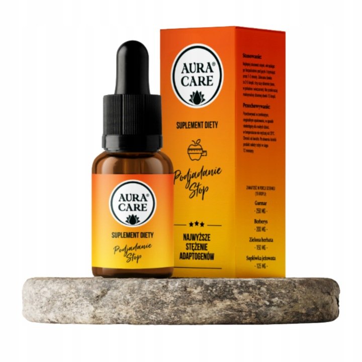 Aura Care PODJADANIE STOP Adaptogeny Kontrola wagi Odchudzanie krople 15 ml