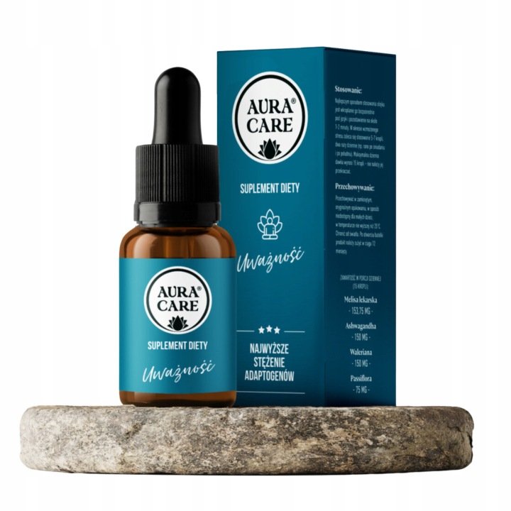 Aura Care UWAŻNOŚĆ Uspokojenie Na Wyciszenie Ashwagandha Zdrowe nerwy15 ml