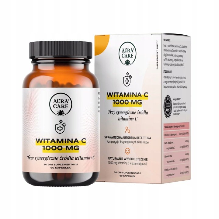 Aura Care Witamina C 1000 w formule AQS Trzy źródła witaminy C - 60 kaps