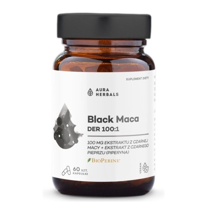 Aura-Herbals-Black-Maca-DER-100-1-60-kapsulek Aura Herbals Black Maca DER 100:1 60 kapsułek