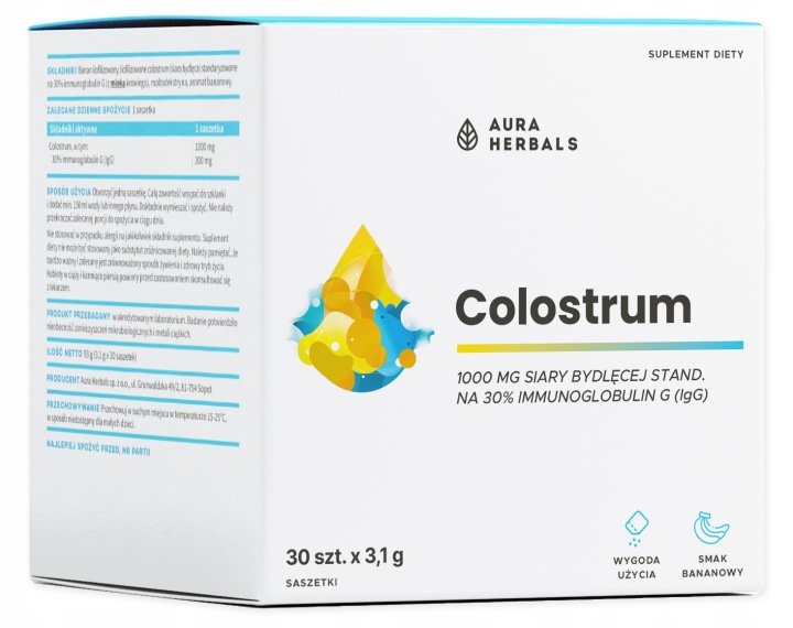Aura-Herbals-COLOSTRUM-1000mg-Siara-Bydleca-BANANOWE-proszek-ODPORNOSC Aura Herbals COLOSTRUM 1000mg Siara Bydlęca BANANOWE proszek ODPORNOŚĆ
